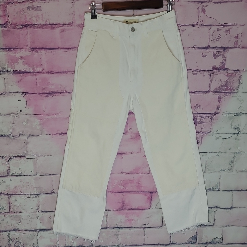 MADEWELL THE PERFECT VINTAGE STRAIGHT JEAN TWO TONE CARPENTER POCKETS RAW ANKLE